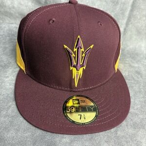 Arizona State Sun Devils New Era 59Fifty Hat‎ 7 1/8 Red Yellow NCAA Football NEW